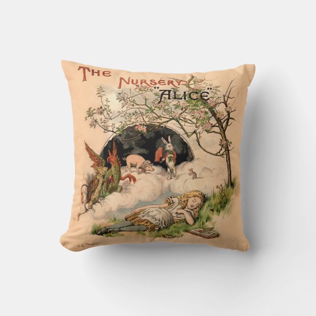 Coussin La Nursery Alice 1890 Couverture Vintage Wonderlan (Recto)