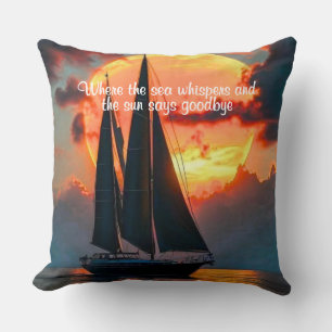 Coussin Là où la mer murmure et où le soleil dit au revoir