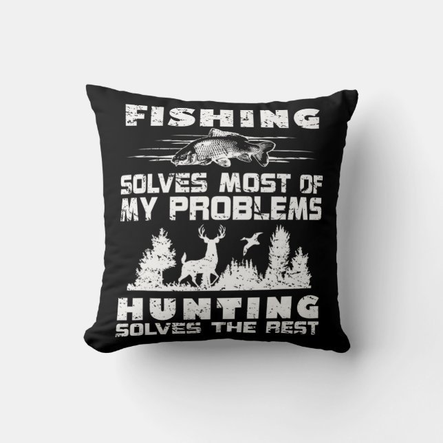 Coussin La pêche résout la plupart de mes problèmes La cha (Recto)