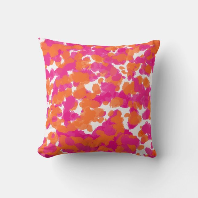 Coussin La peinture orange fuchsia de roses indien Girly (Recto)
