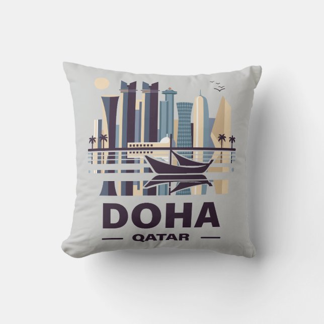 Coussin La péninsule de Doha Qatar (Recto)