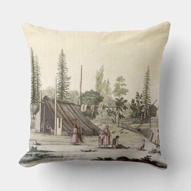 Coussin La Perouse au port Francesci (gravure de couleur) (Recto)