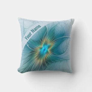 Coussin La petite Beauté Moderne Bleu Or Nom fractal