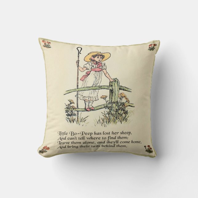 Coussin La petite Bo-Peep : Classique de Kate Greenaway po (Recto)