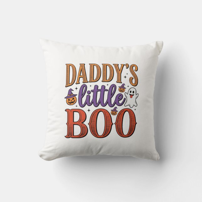Coussin La petite Boo de papa Halloween vintage (Recto)