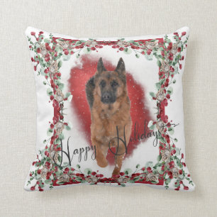 Coussin La photo de Noël du berger allemand dans la neige