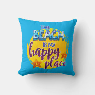 Coussin La Plage Est Mon Endroit Heureux Citation Océan Ét
