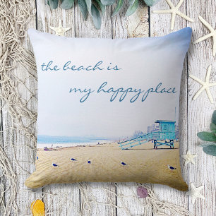 Coussin La Plage Est Mon Endroit Heureux Oiseaux De Sable 