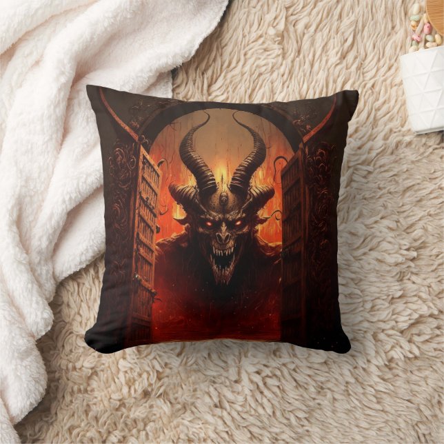 Coussin La porte de l'enfer avec motif de diable (Couverture)