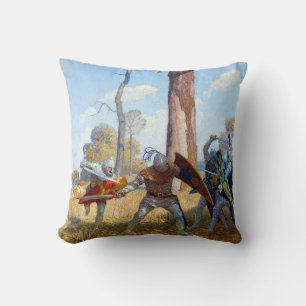 Coussin La pose de sir Lamorak, vers 1922 par N.C. Wyeth
