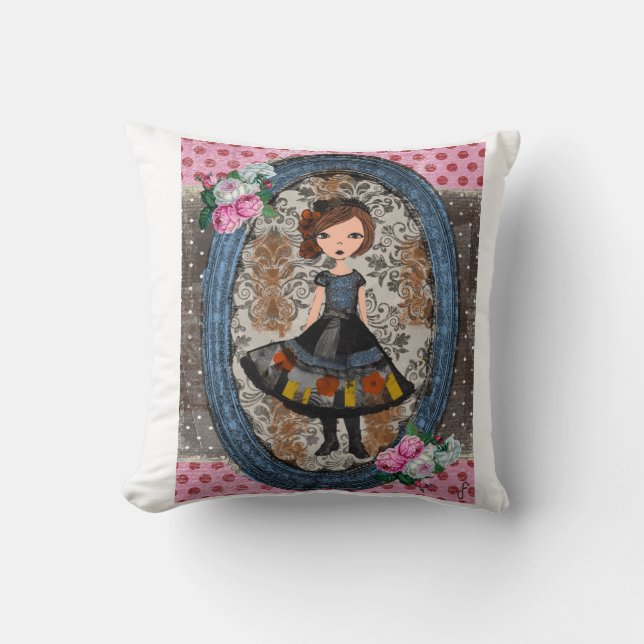 Coussin La poupée en papier violet : un conte de prune et  (Recto)