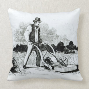 Coussin La première tondeuse à gazon (gravure) (photo de
