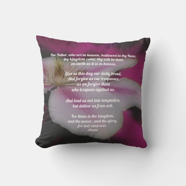 Coussin La prière du Seigneur Notre Père Clematis (Recto)