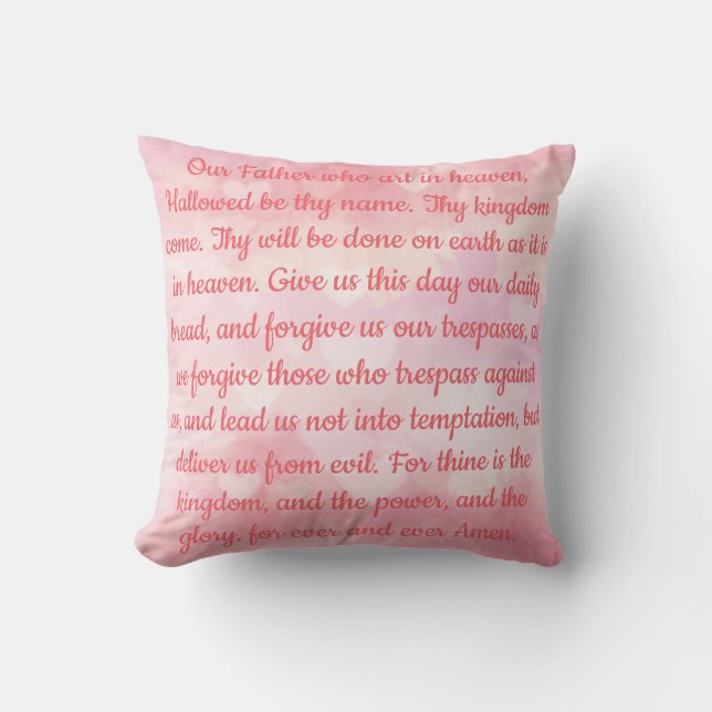 Coussin La prière du Seigneur rose (Recto)