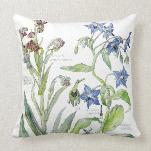 Coussin La primevère botanique de bourrache fleurit le