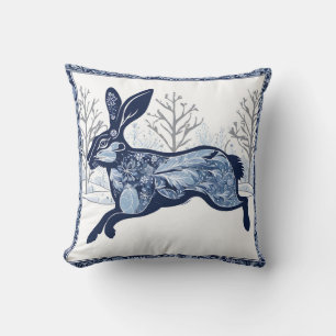 Coussin La promenade fantaisiste de l'hiver des lièvres