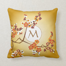La prune japonaise fleurit branche de rouge orange