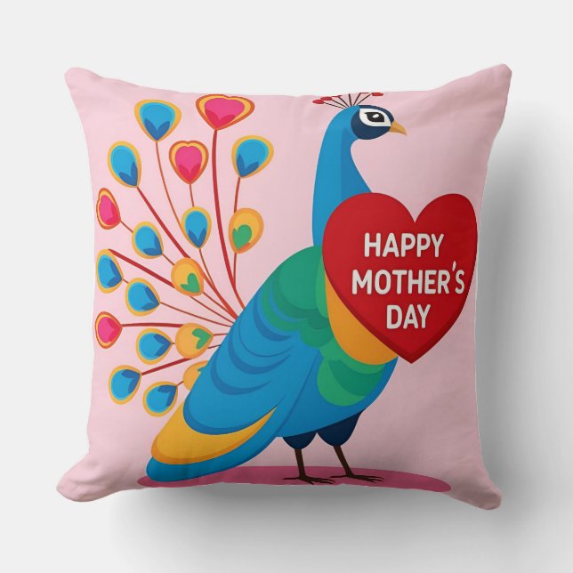 Coussin La queue du coeur vibrante : le paon de la fête de (Recto)