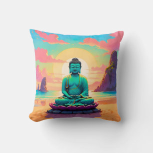 Coussin La réflexion sur le coucher de soleil de Bouddha