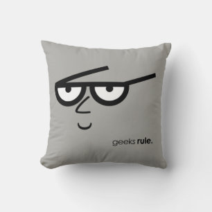 Coussin "La Règle des Geeks" Visage drôle avec lunettes de