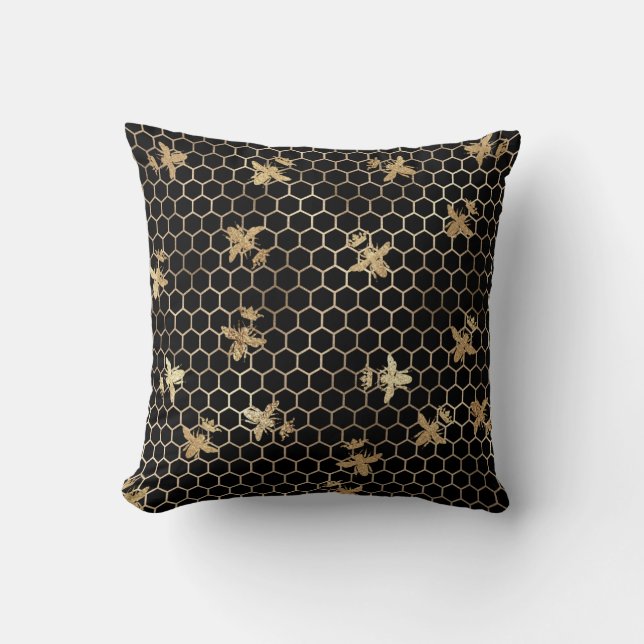 Coussin La reine d'or des abeilles et le peigne de miel en (Recto)