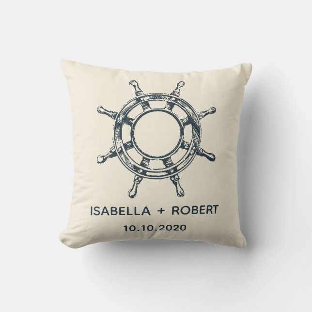 Coussin La roue du navire | Mariage Keepsaké (Recto)