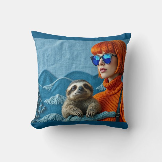Coussin La Rousse et le paresseux (Recto)