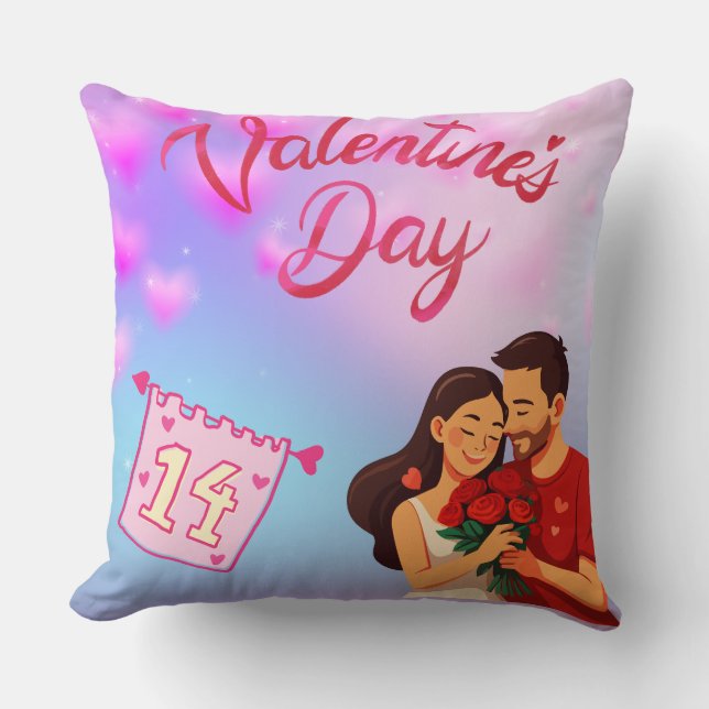 Coussin La Saint-Valentin 14 février Couple romantique  (Recto)