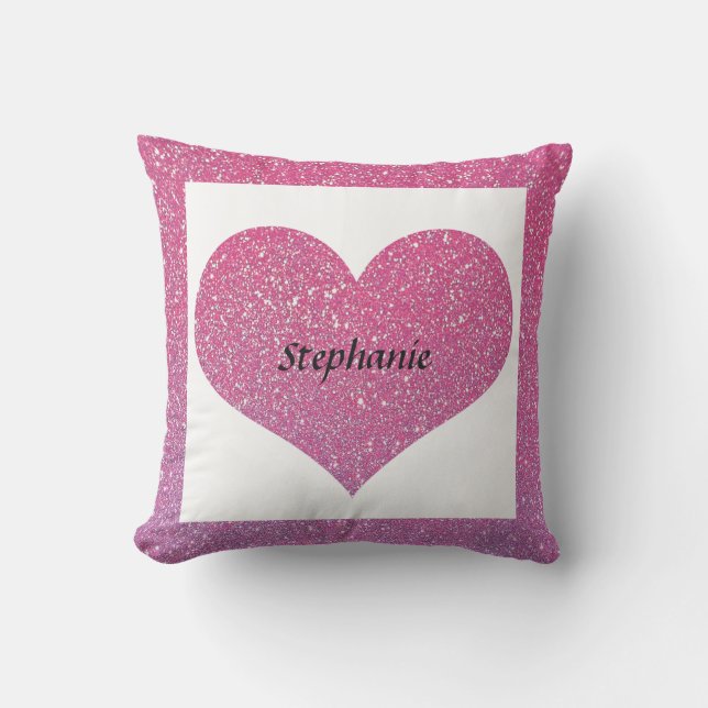 Coussin La Saint-Valentin Cœur Monogramme Rose Doré Paille (Recto)