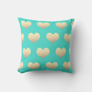 Coussin La Saint-Valentin Or Cœur Motif Turquoise Bleu Ver