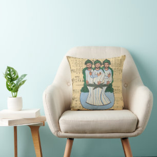 Coussin La Sainte trinité Vintage Peinture d'art populaire