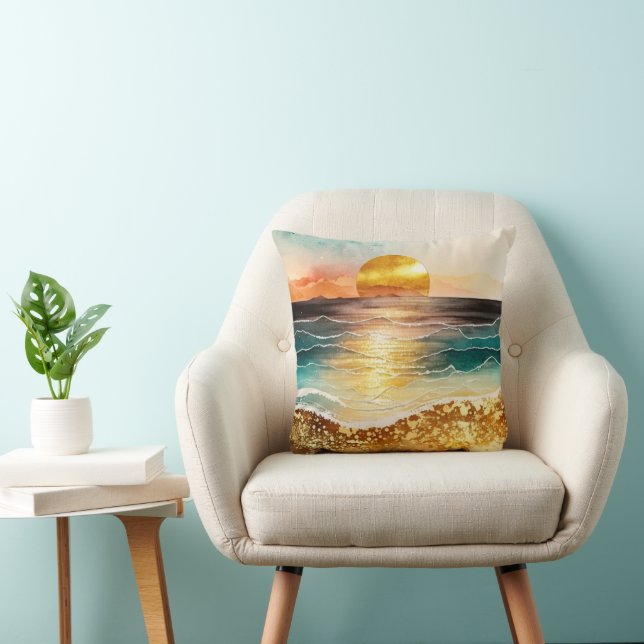 Coussin La série de plage à l'aquarelle Design 3 (Chaise)