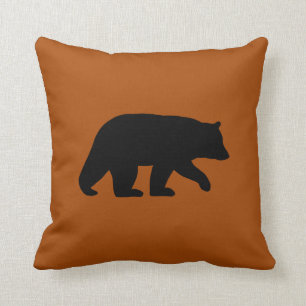Coussin La silhouette de l'ours noir Brûlé Orange Wild C