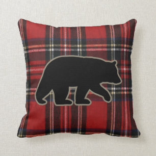 Coussin La silhouette de l'ours noir sur le pays mignon à