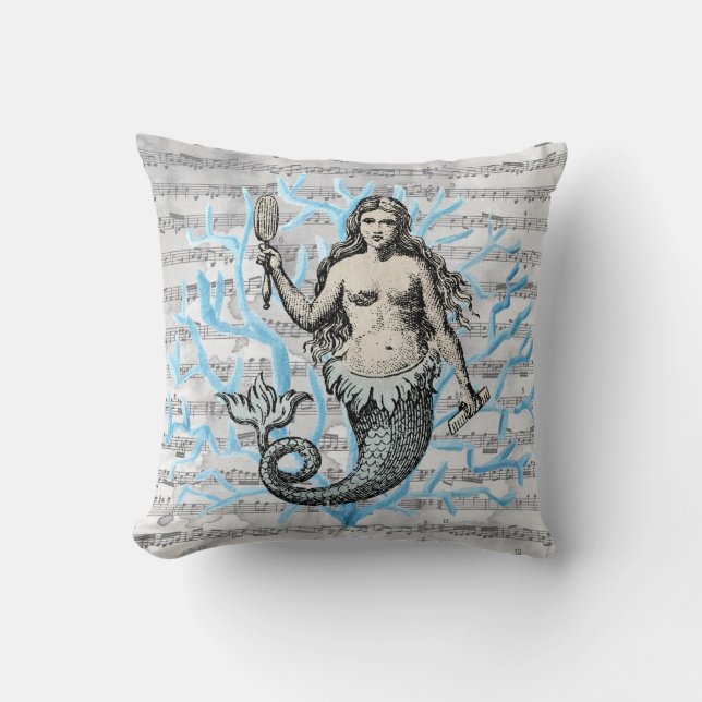 Coussin La sirène de la mer Collage (Recto)