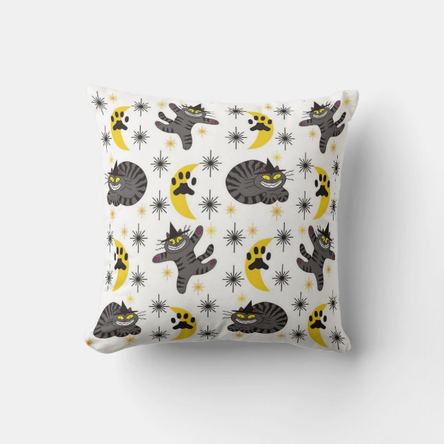 Coussin La Sorcière au Chat Noir Tigré (Recto)