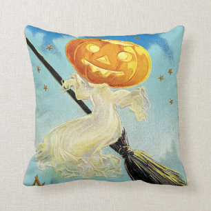 Coussin La sorcière Citrouille d'Halloween en perte de vi