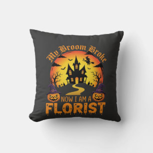Coussin La sorcière fleuriste Mon balai de Halloween est c