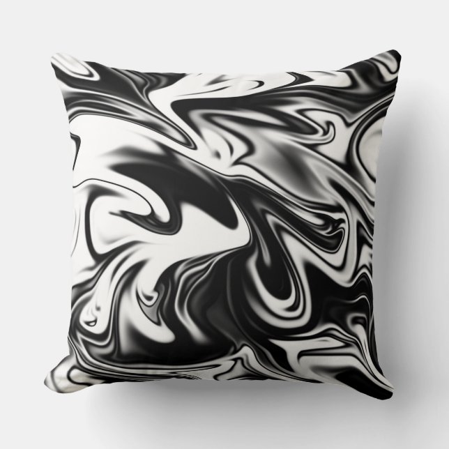 Coussin "La spirale cosmique : l'élégance noire et Marbre  (Recto)