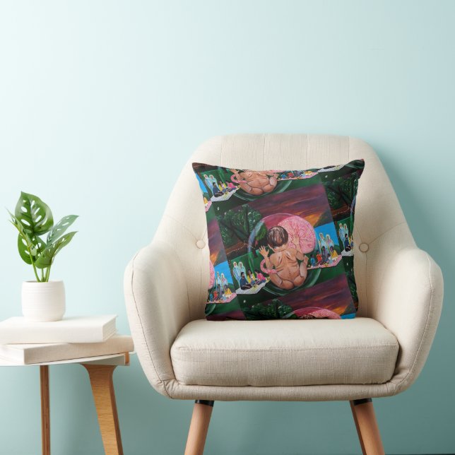 Coussin La Symphonie des Âmes Peinture d'Alfred Fox (Chaise)