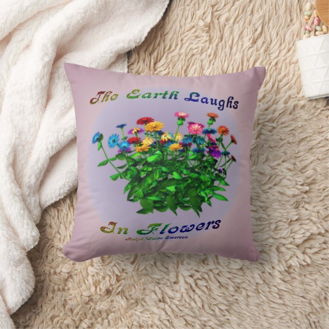 Coussin La Terre Rire Dans Les Fleurs Citation Inspiration (Couverture)
