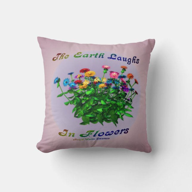 Coussin La Terre Rire Dans Les Fleurs Citation Inspiration (Recto)