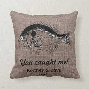Coussin La toile de jute drôle Shell de poissons échouen