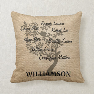 Coussin La toile de jute personnalisée d'arbre