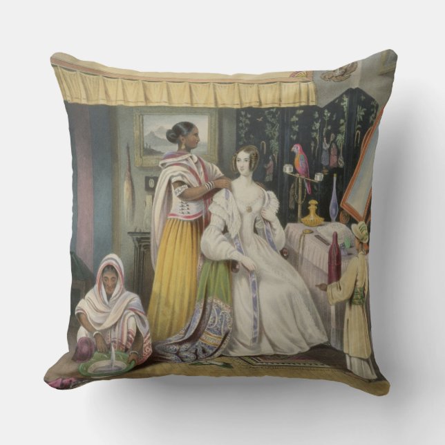 Coussin La toilette de jeune Madame, plaquent 2 'd'Inde (Recto)