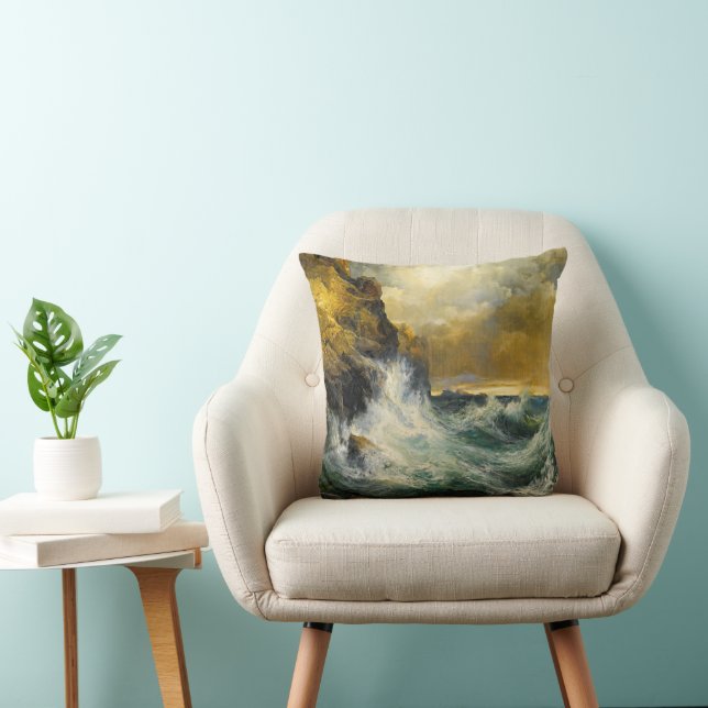 Coussin La vague de reproduction par Moran, 1909 (Chaise)