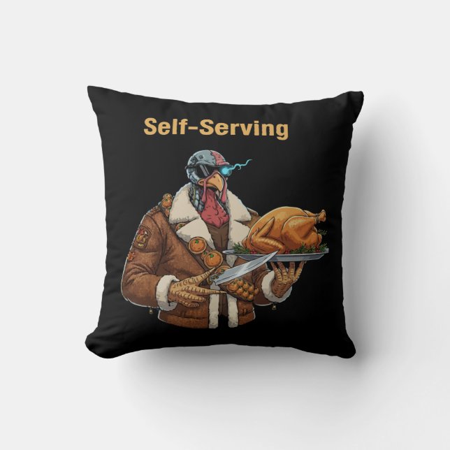 Coussin La vengeance de la dinde cyborg à l'occasion de Th (Recto)