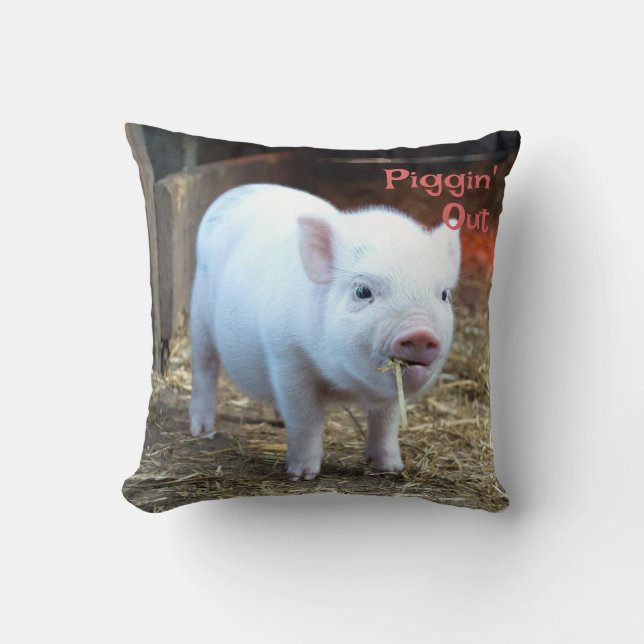 Coussin La vie à la ferme Piggin' Out Piglet avec vache au (Recto)