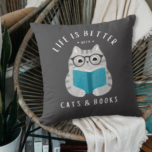 Coussin La vie amusante est meilleure avec Book Lover