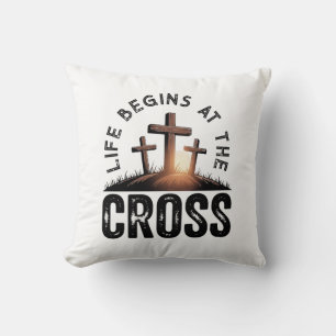 Coussin La vie commence à la Croix